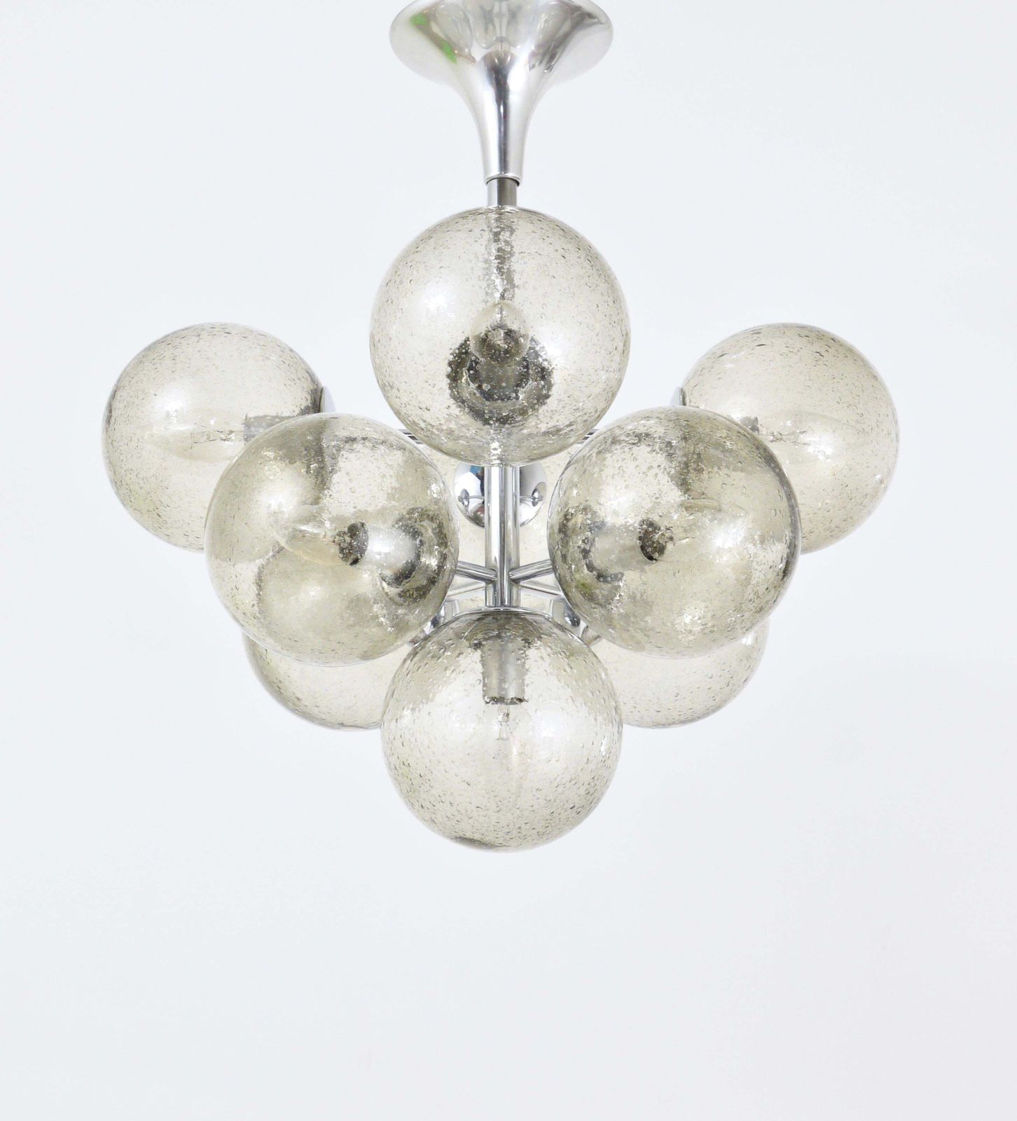 E. R. Nele Temde Atomic Sputnik Chandelier Chromed Space Age Tulip Pendant Lamp photo vinterior