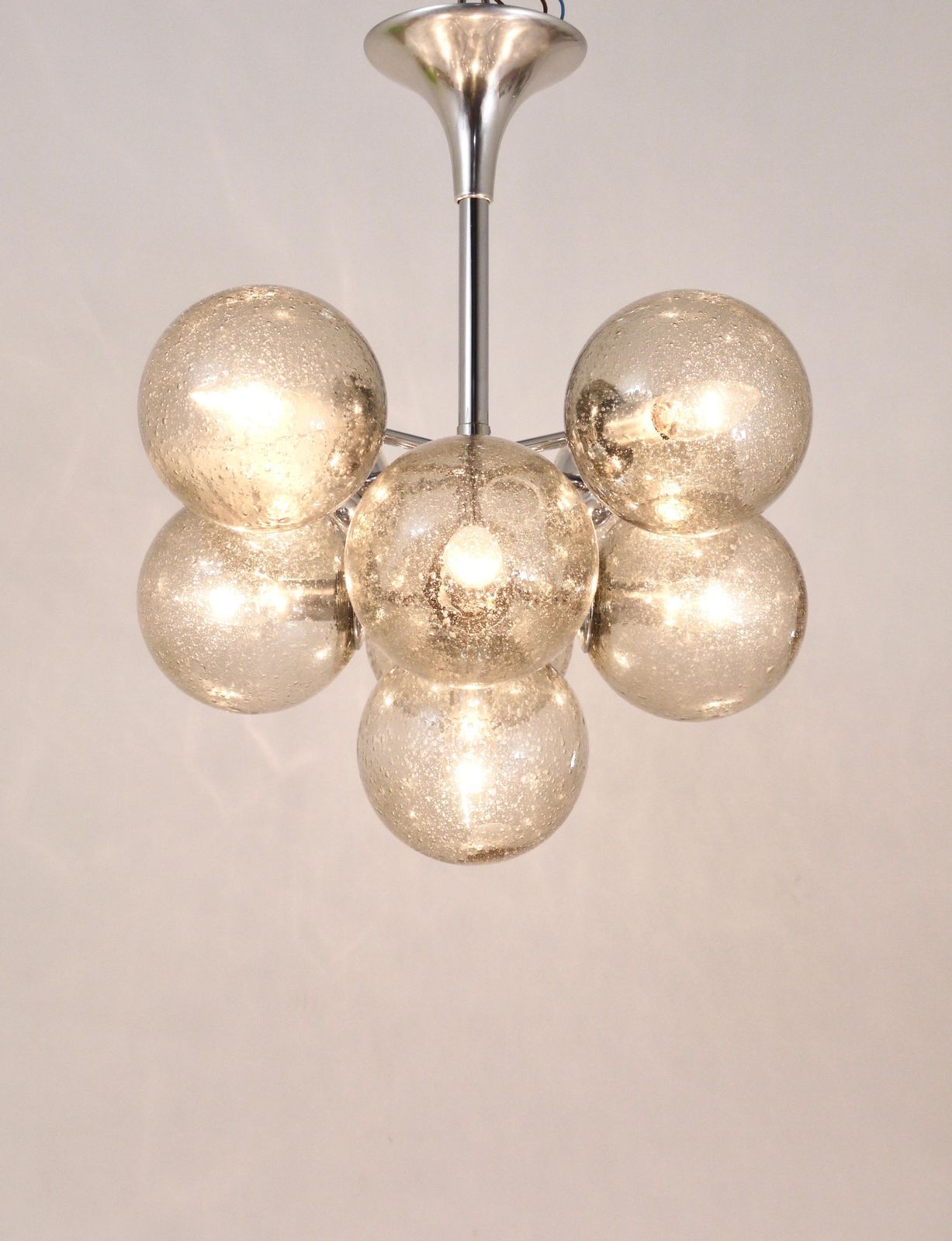 E. R. Nele Temde Atomic Sputnik Chandelier Chromed Space Age Tulip Pendant Lamp photo vintage