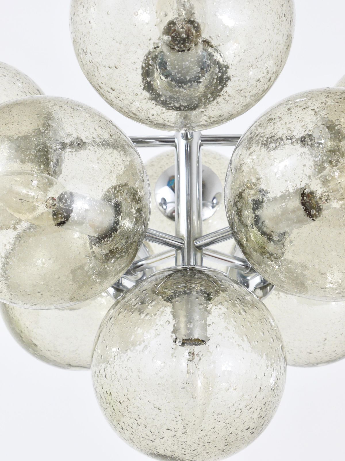photo for sale E. R. Nele Temde Atomic Sputnik Chandelier Chromed Space Age Tulip Pendant Lamp