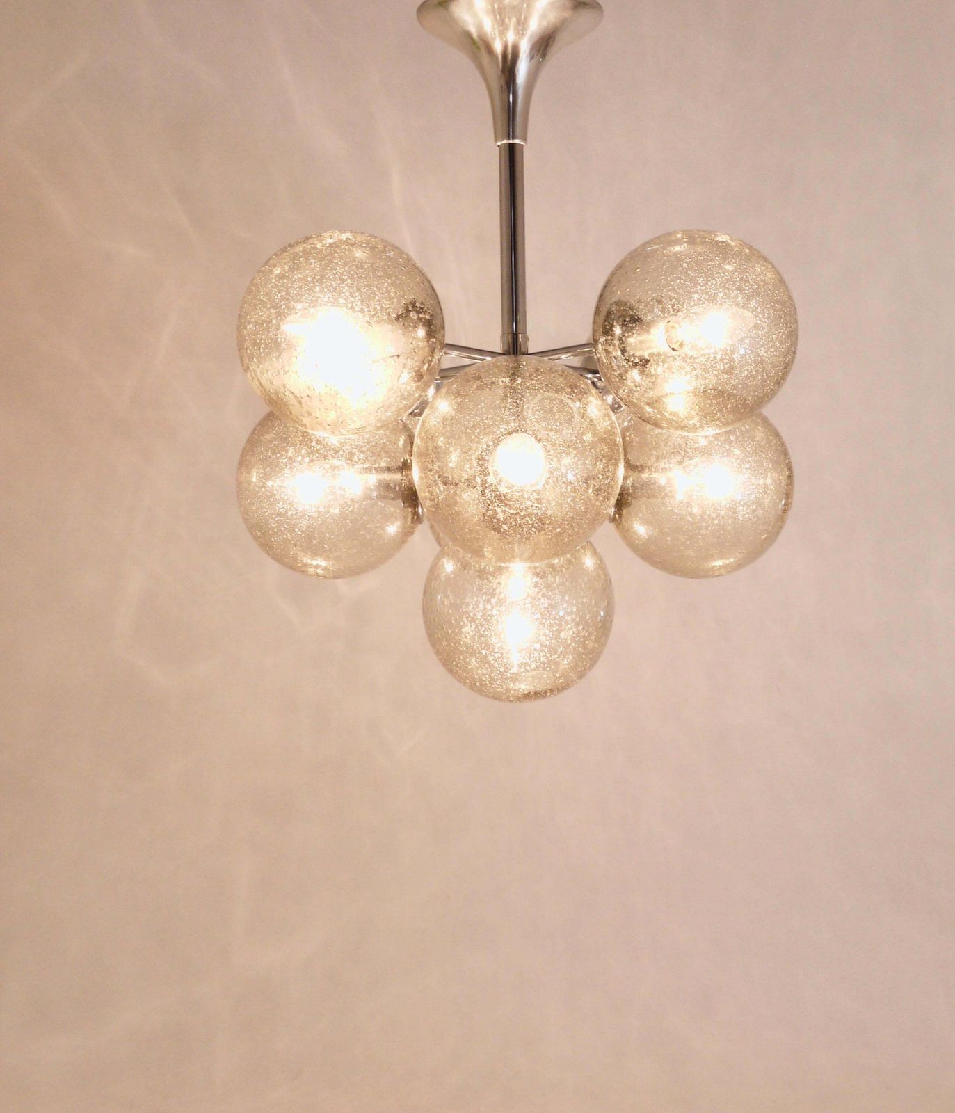 1768.0 E. R. Nele Temde Atomic Sputnik Chandelier Chromed Space Age Tulip Pendant Lamp photo