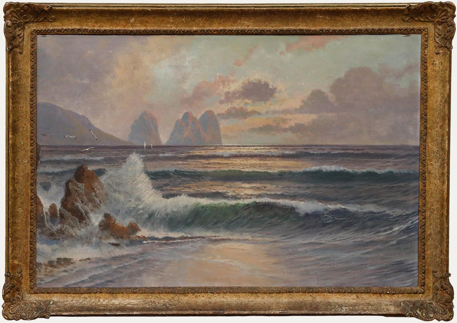 Franz Waldegg (1888 1966) Framed Oil, Faraglioni Rock Formations