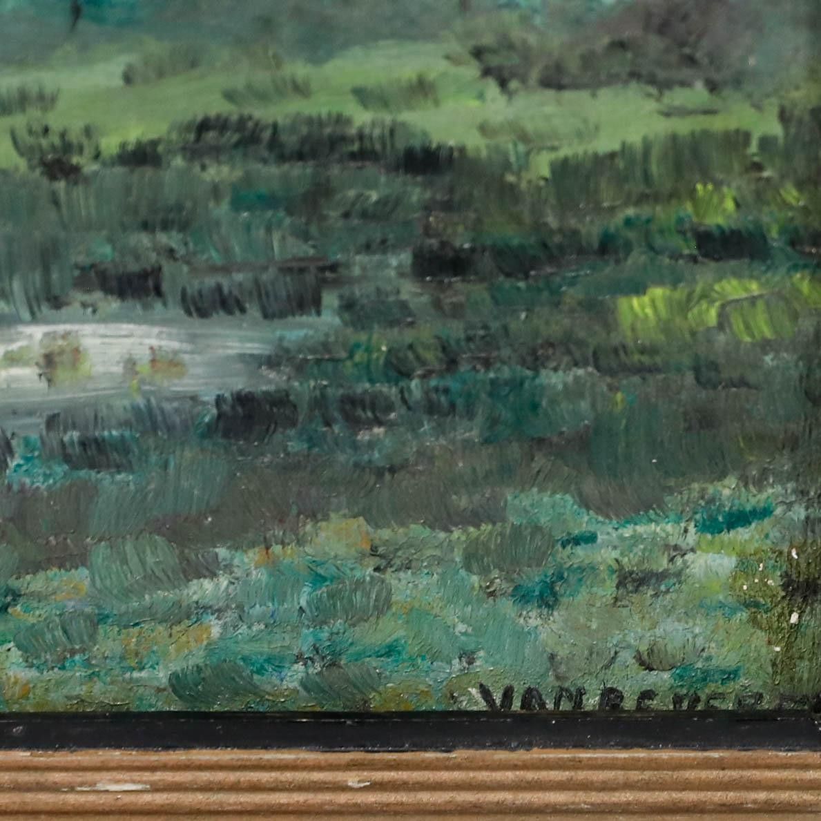 Vanbeveren Early 20th Century Oil, By The Pond photo 225.0