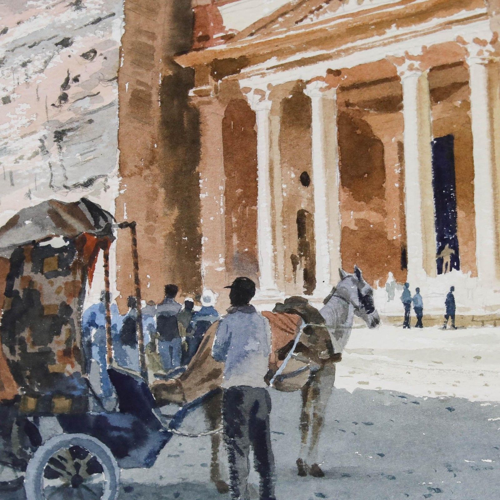 Gerald Woolley (B.1929) Framed 20th Century Watercolour, Al Khazneh, Jordan photo 325.0
