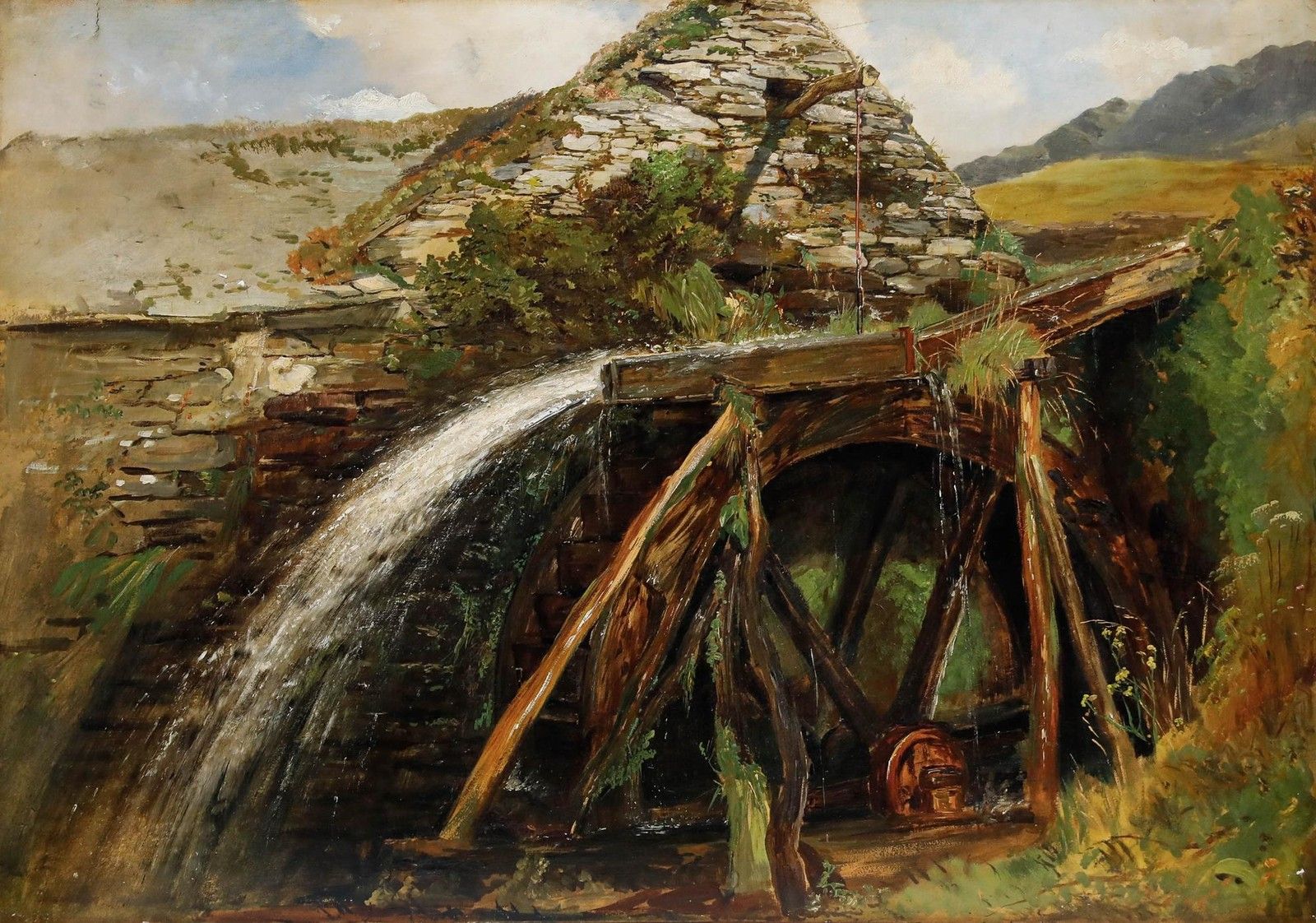 Frederick Henry Henshaw (1807 1891) Late 19th Century Oil, The Water Mill photo furniture
