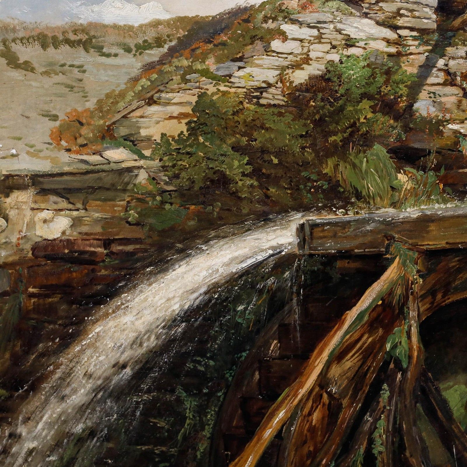 Frederick Henry Henshaw (1807 1891) Late 19th Century Oil, The Water Mill photo Art