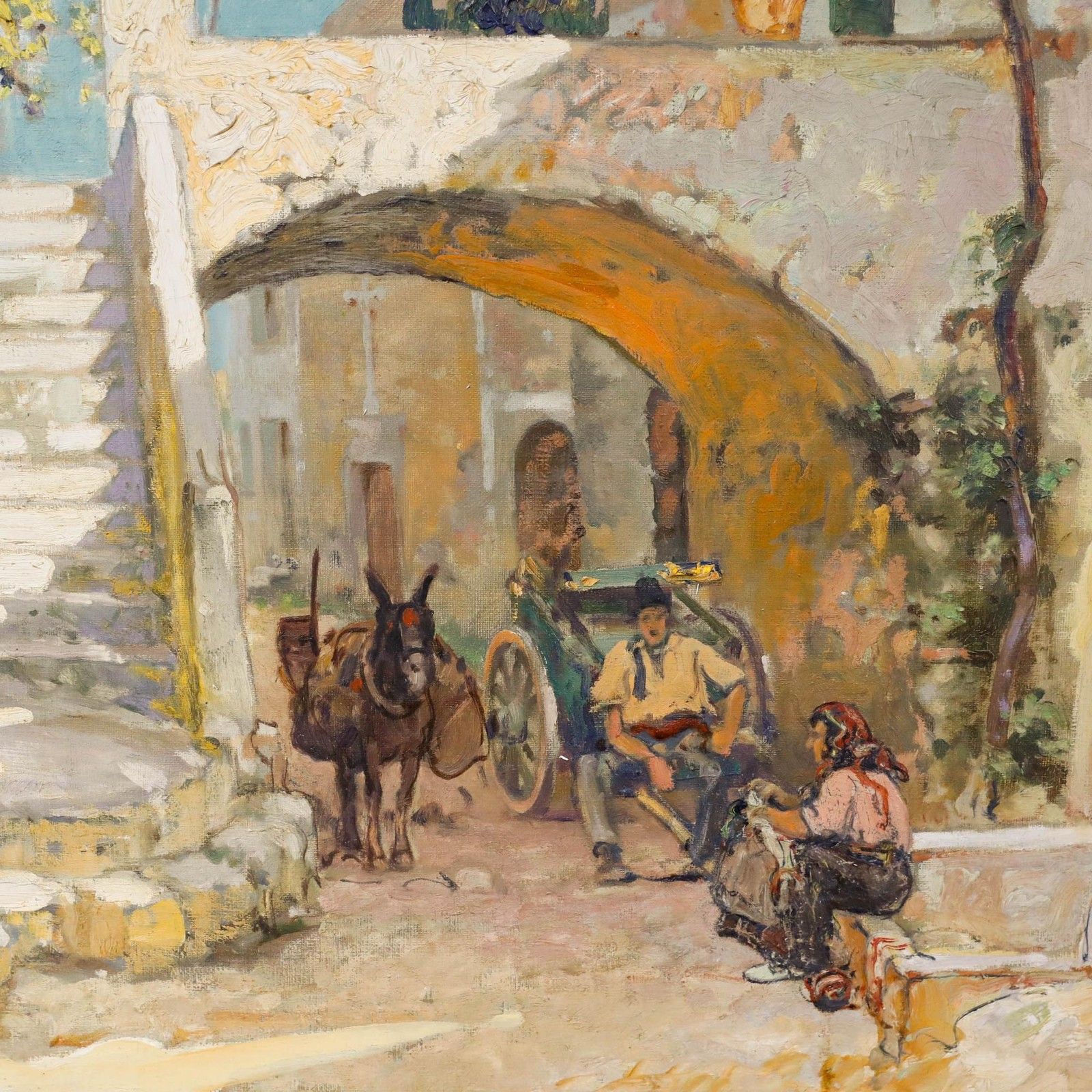 Maurice De Benedetti (1880 1946) 1936 Oil, Street Scene In Aspremont photo Art