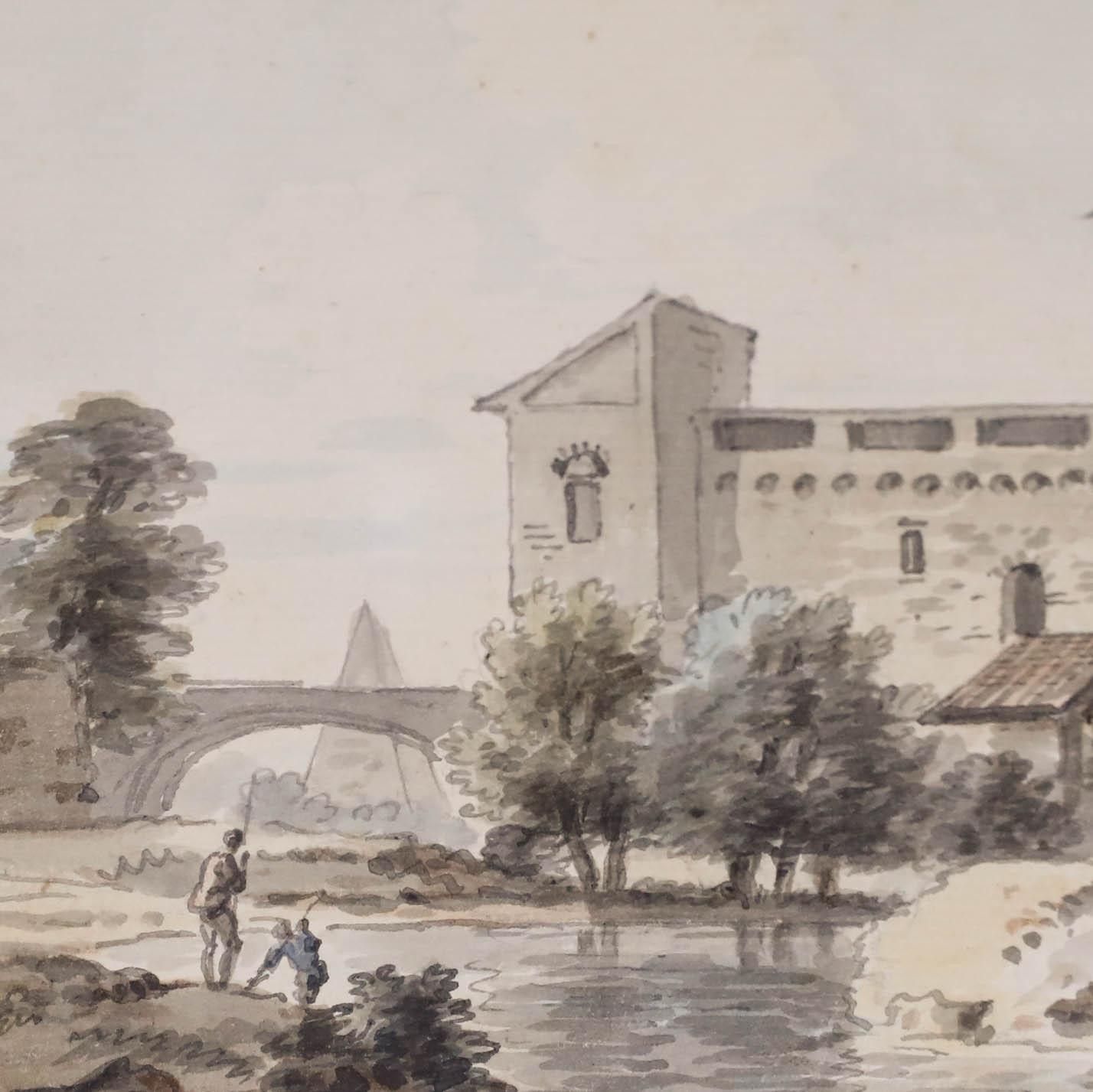 Circle Of Paul Sandby (1731 1809) Framed Watercolour, An Italianate Villa photo Art