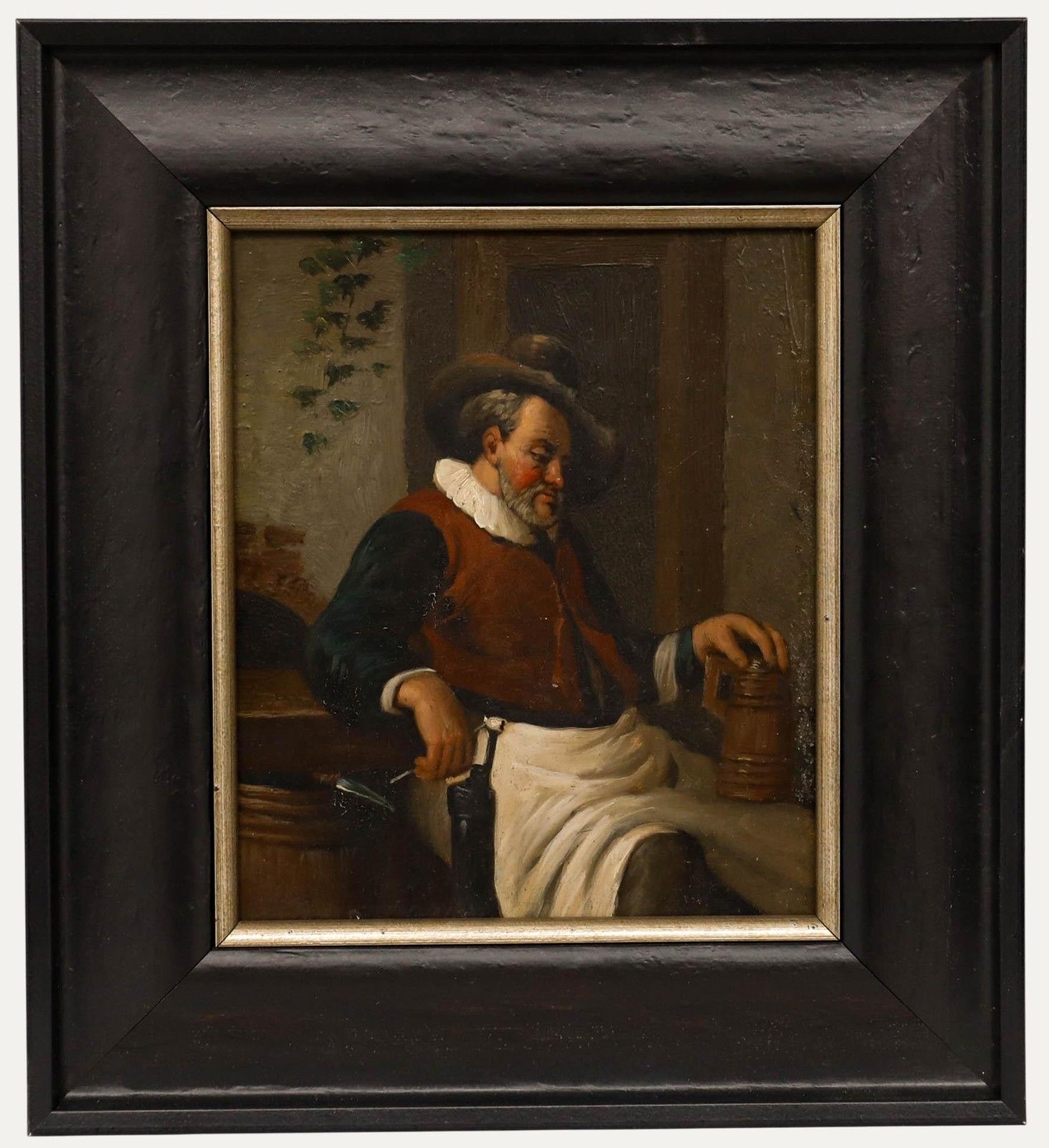 German School Late 19th Century Oil Man With Tankard