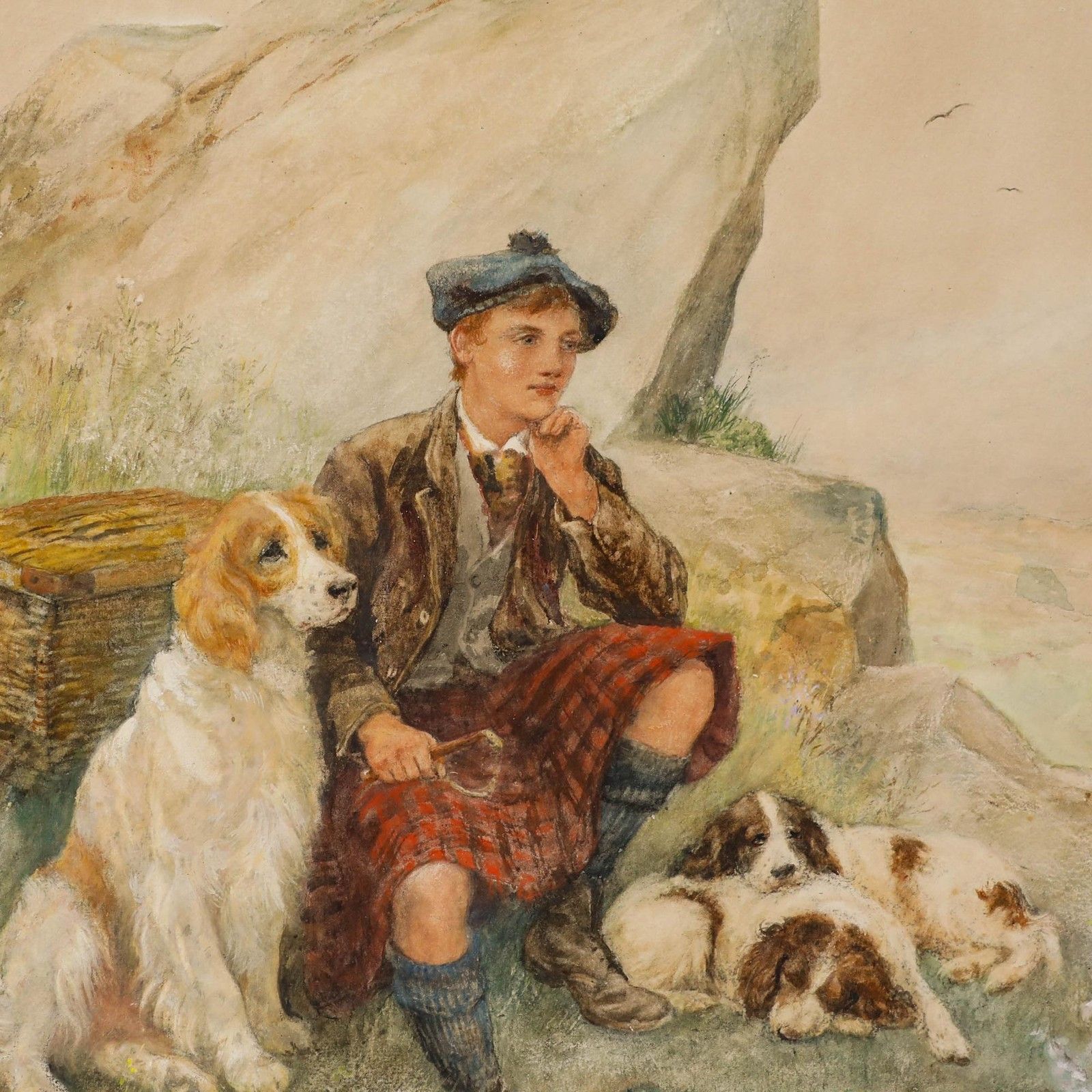 N. Drummond Early 20th Century Watercolour, Waiting For The Gillie photo Art