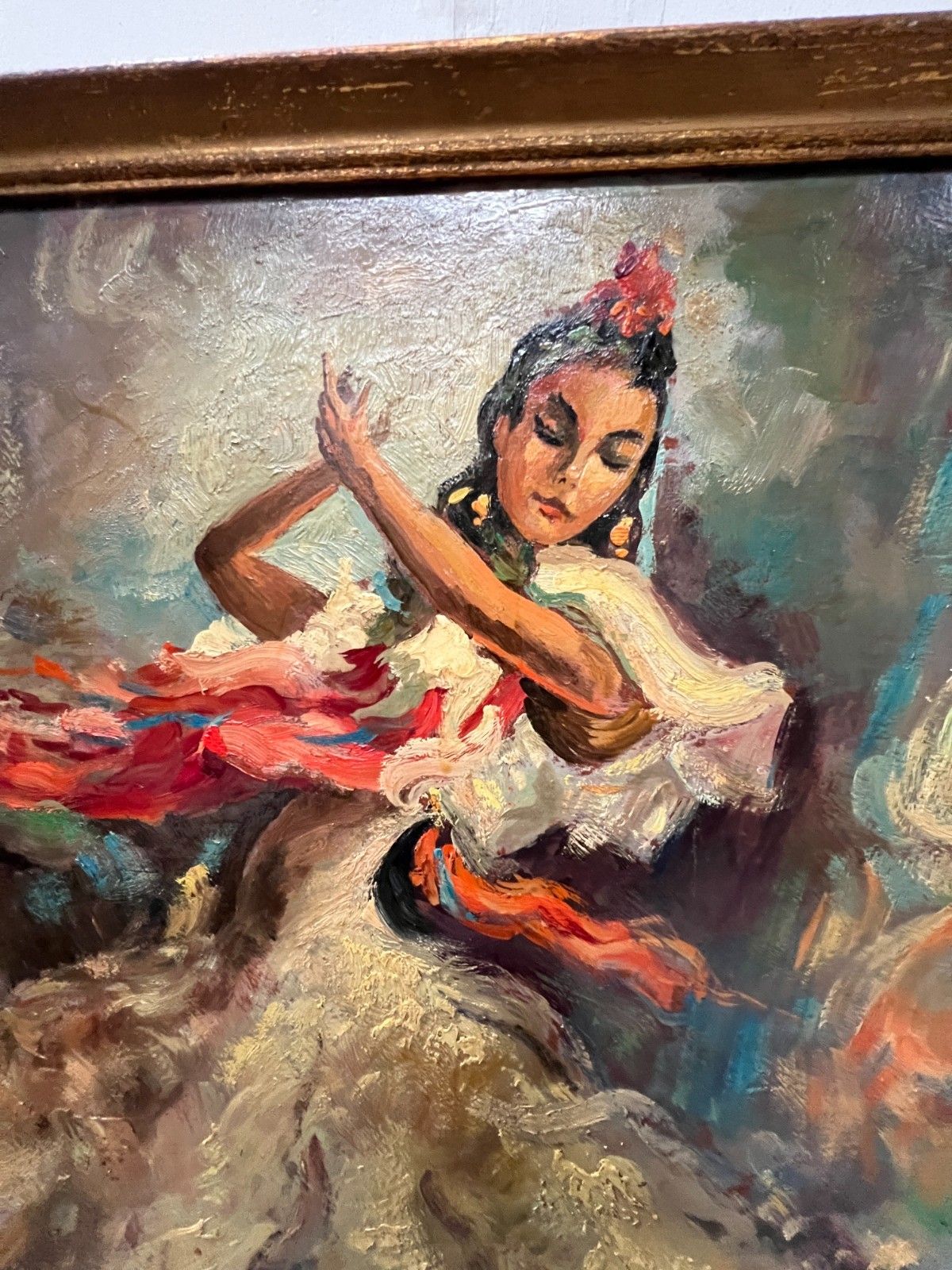 Oil On Isorel "La Danceuce De Flamenco" 20th Century photo furniture