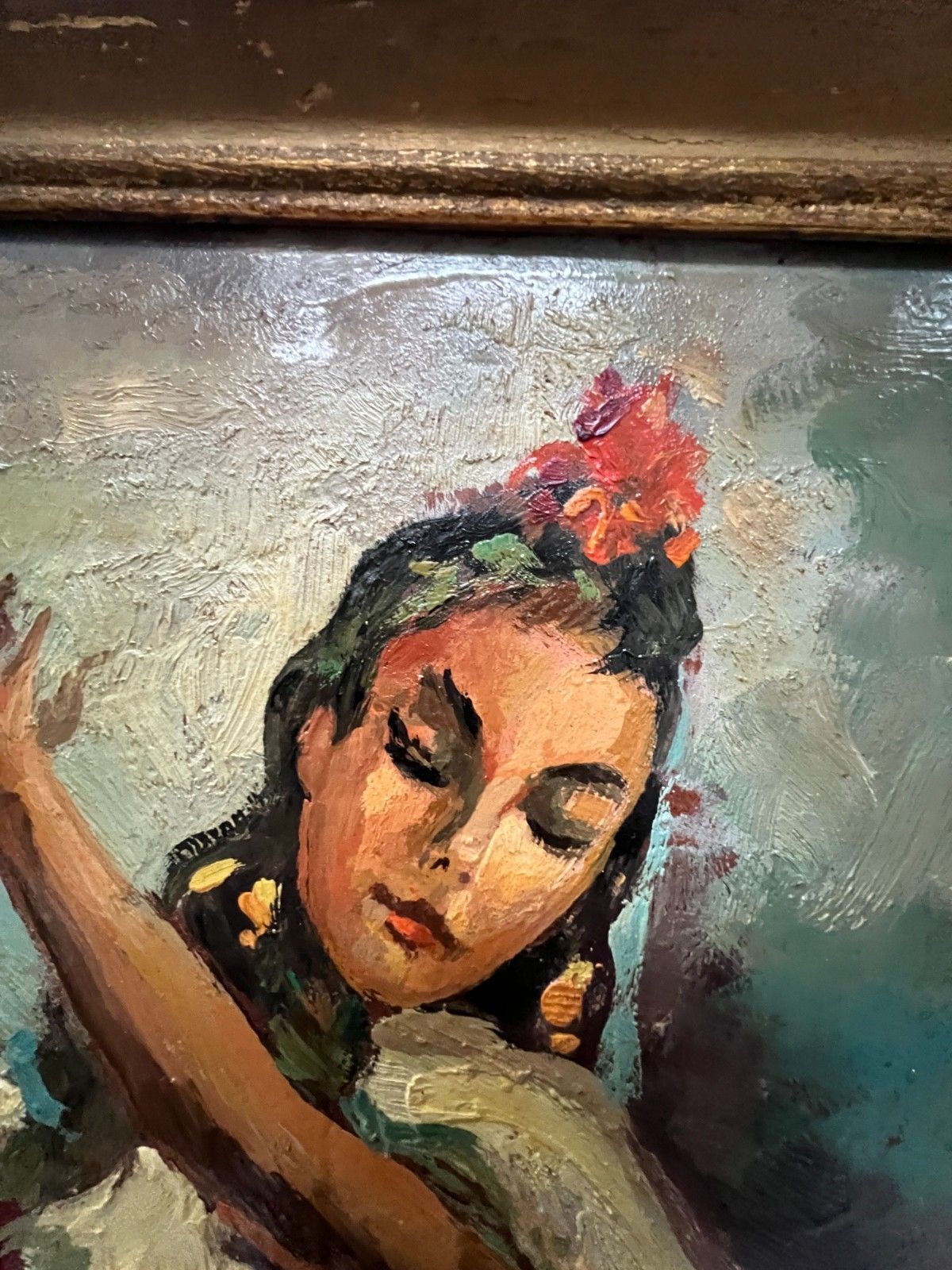Oil On Isorel "La Danceuce De Flamenco" 20th Century photo 790.0