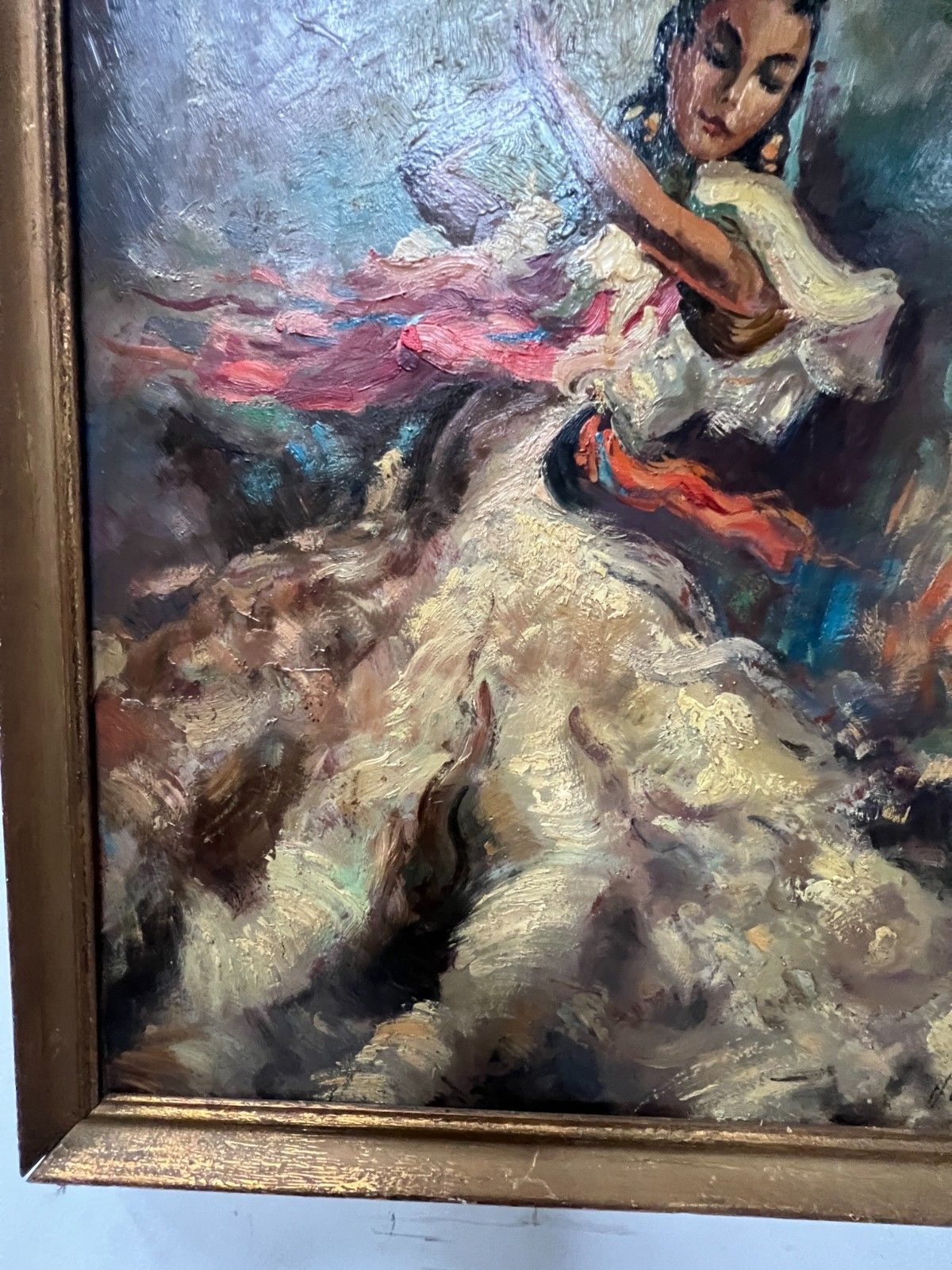 Oil On Isorel "La Danceuce De Flamenco" 20th Century photo vintage