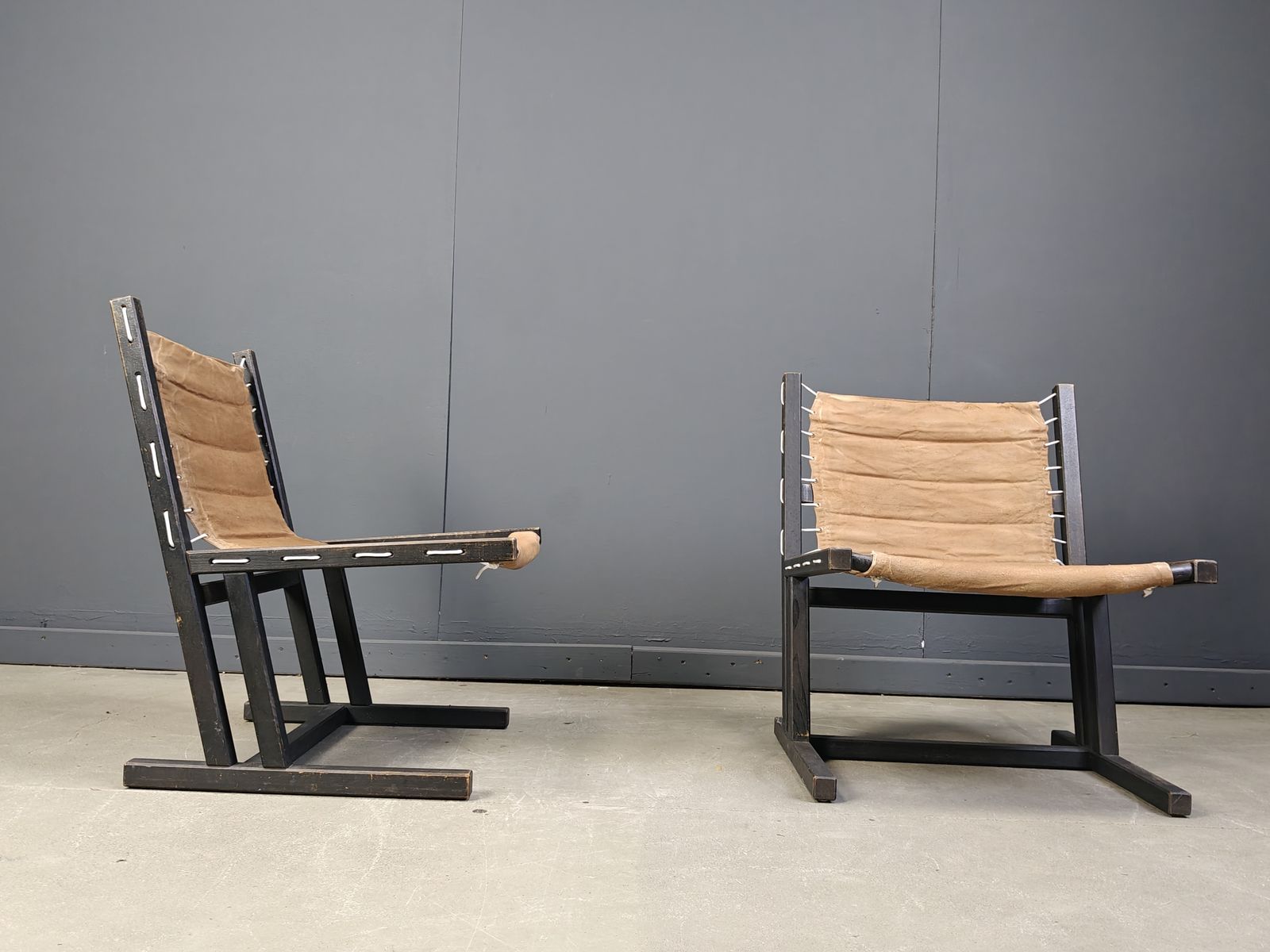 Canvas & Rope Lounge Chairs From Casala, West Germany, 1970s, Set Of 2 photo vintage