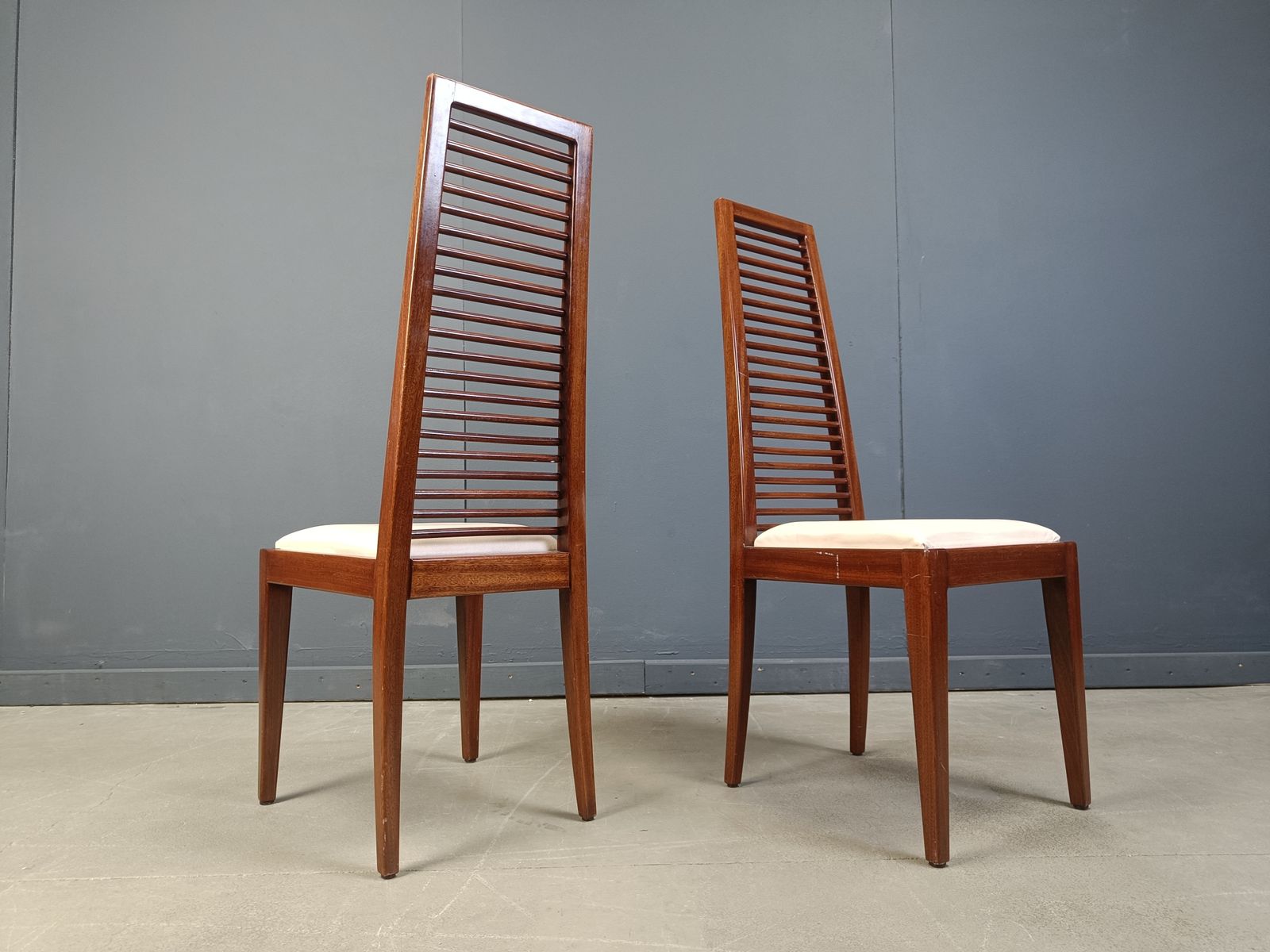 Set Of 8 Italian High Back Dining Chairs, 1980s photo vintage