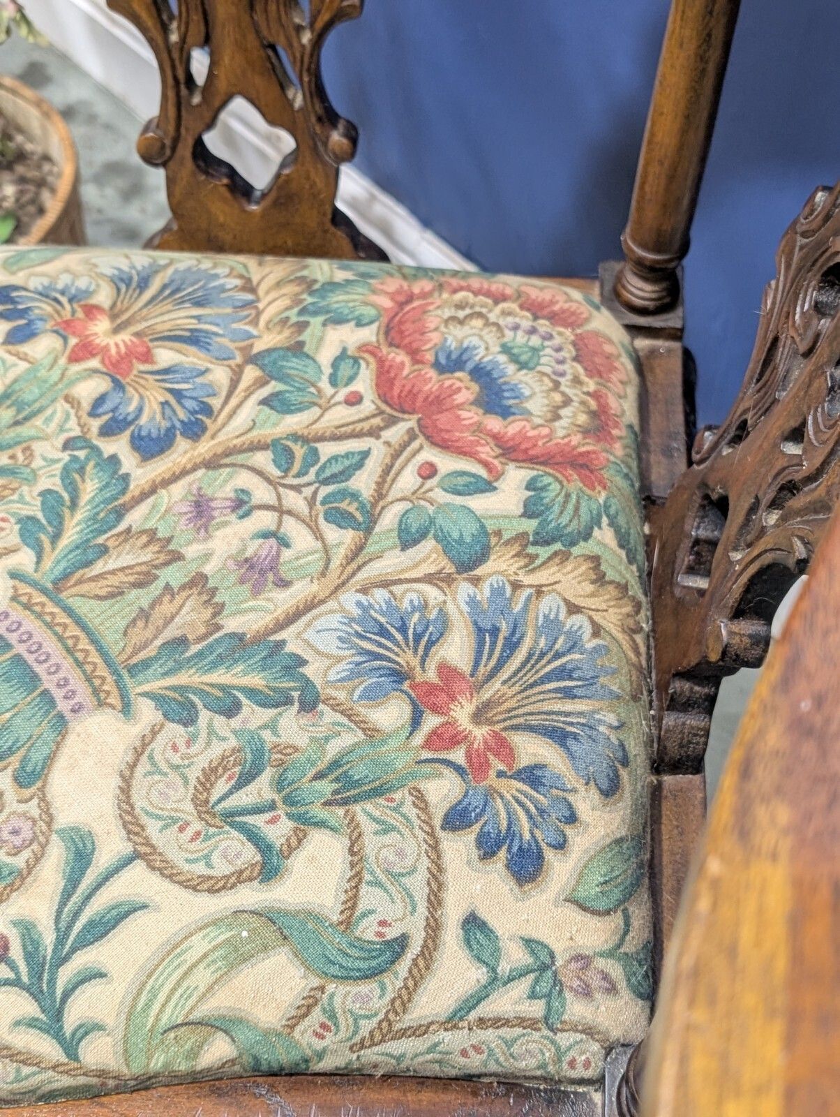 Chippendale Style Mahogany Corner Chair Edwardian Hall Ornate Carved Claw Feet photo buy