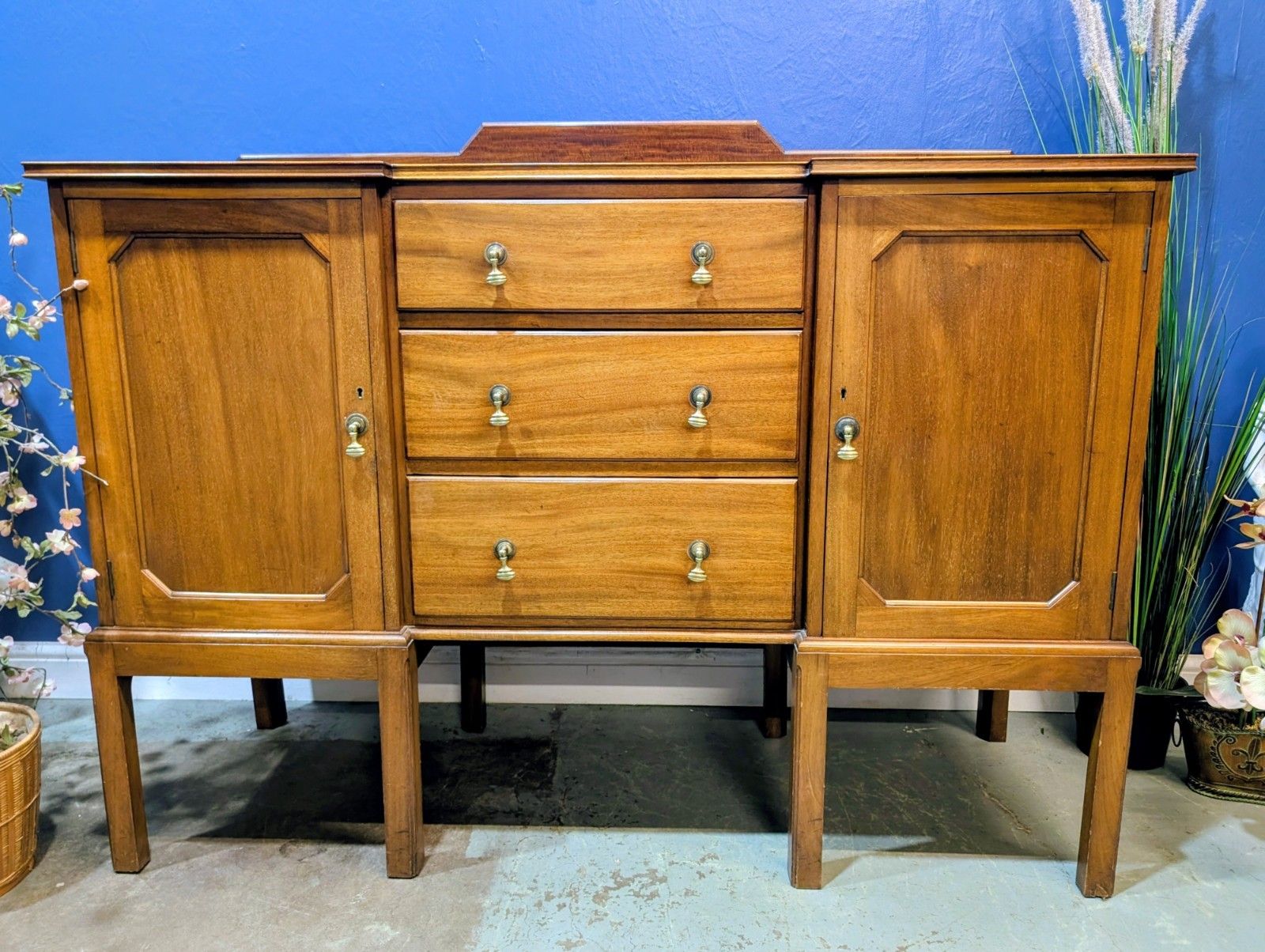 Antique Edwardian Mahogany Sideboard Buffet Cabinet Cupboard Drawers Service photo furniture