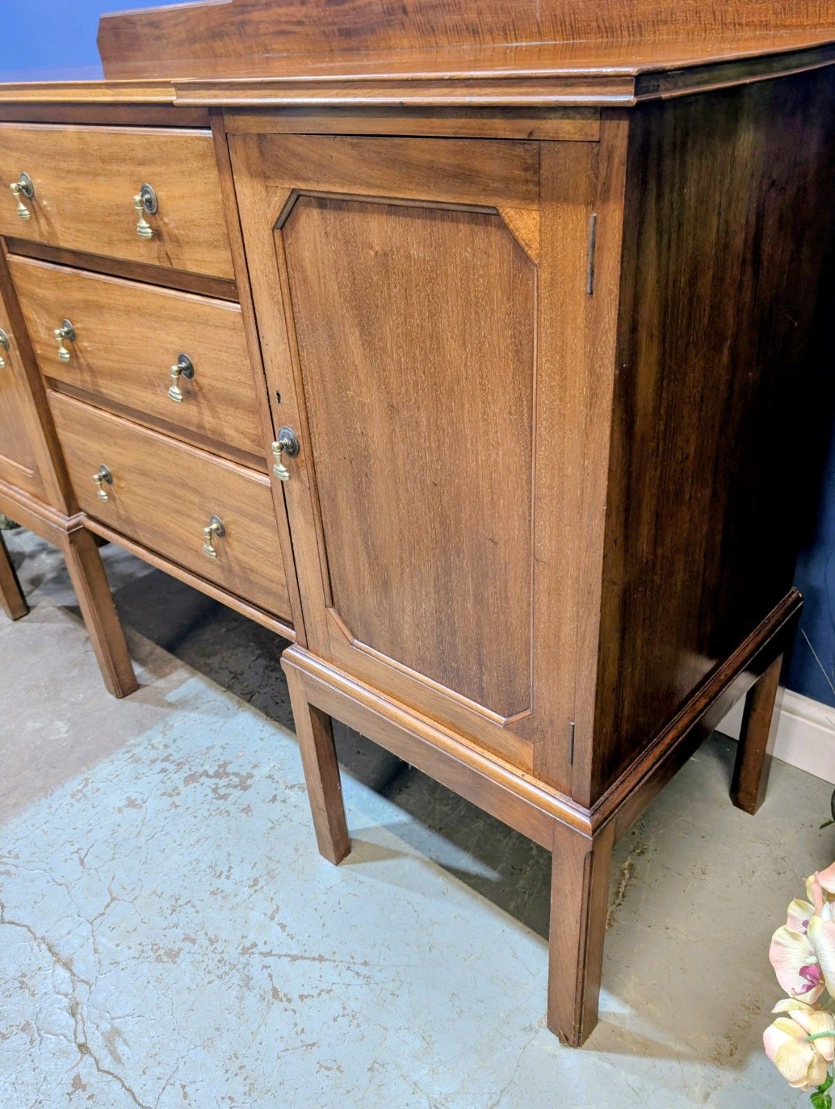Antique Edwardian Mahogany Sideboard Buffet Cabinet Cupboard Drawers Service photo 325.0