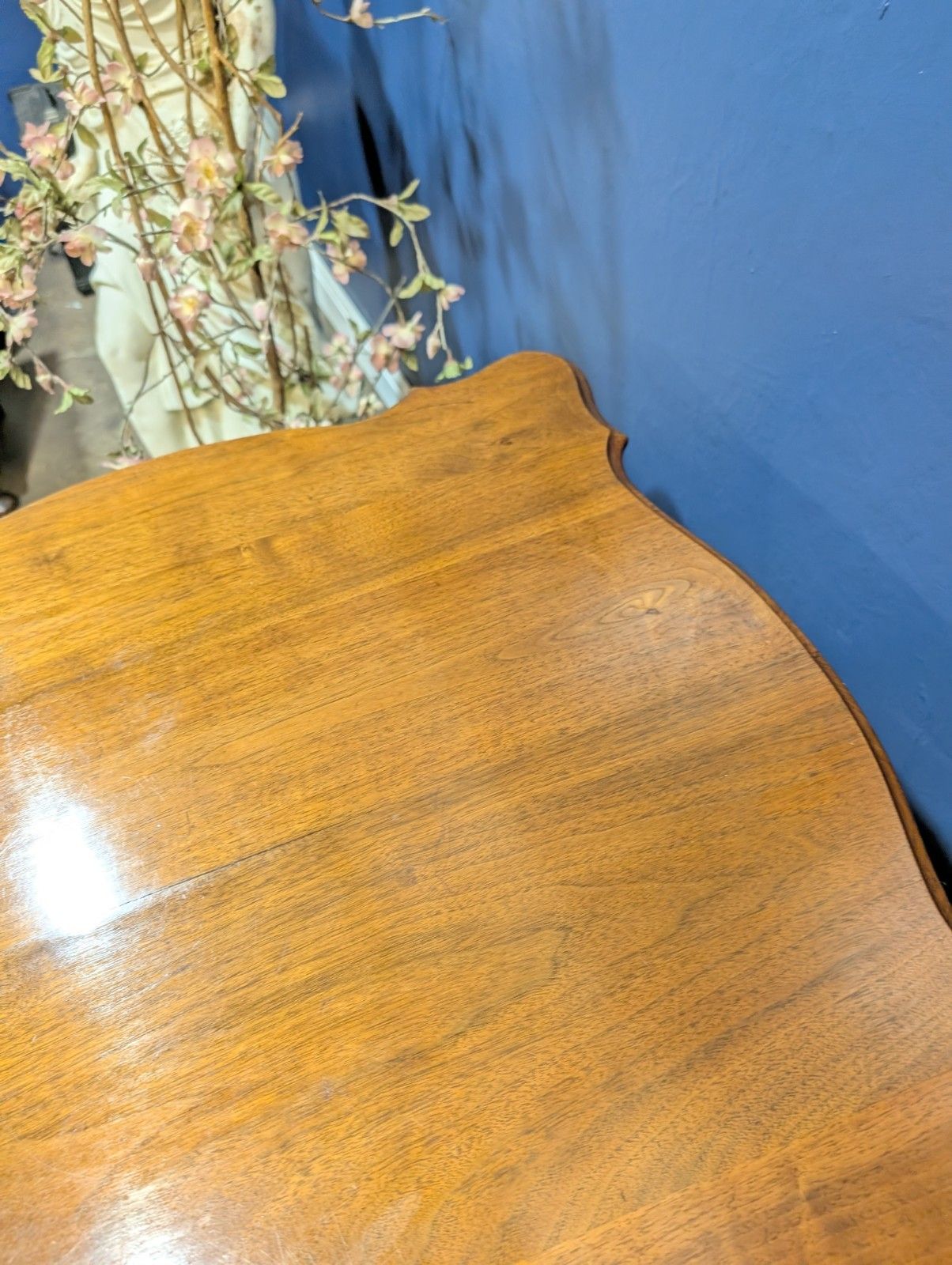 Antique Mahogany Side Table Wooden Art Deco Window  Scalloped Top 2 Tier End photo 125.0