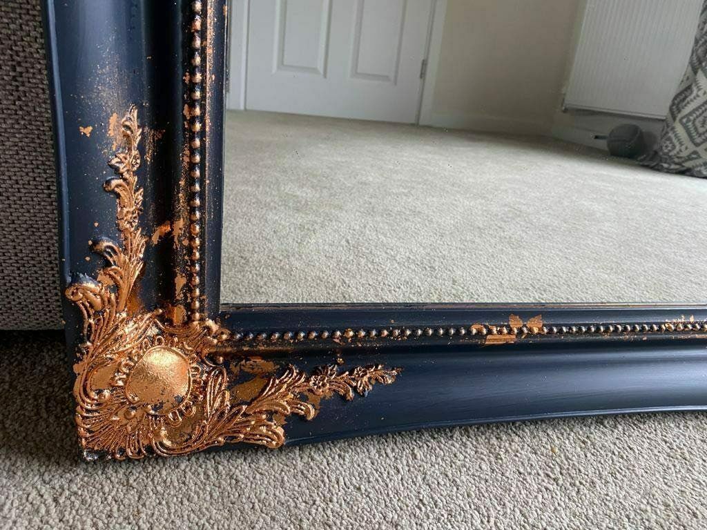 Extra Large Mirror French Baroque Antique Painted Gold Leaf Stencilled photo for sale