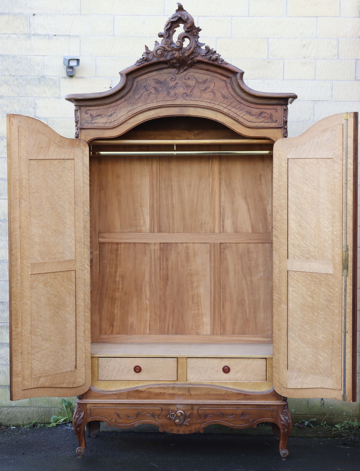 Beautiful French Mirror Carved Amoire Wardrobe With Shelves photo furniture