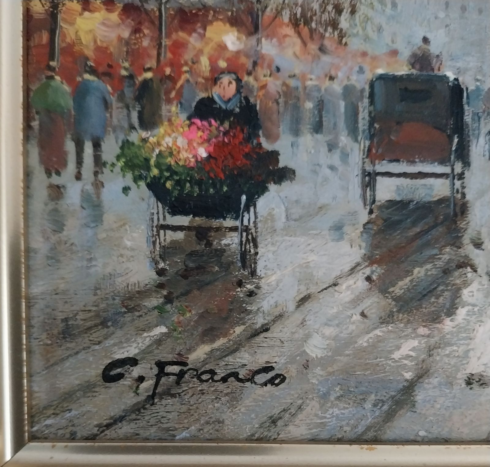 Impressionist Oil Painting Parisian Street Scene photo for sale