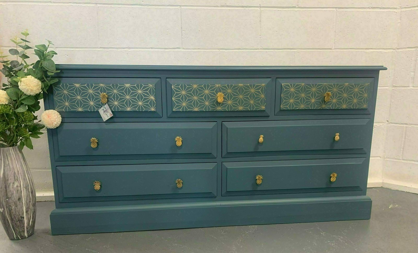 Large Aztec Tribal Chest Of Drawers Painted Bespoke Stencilled Upcycled photo Furniture