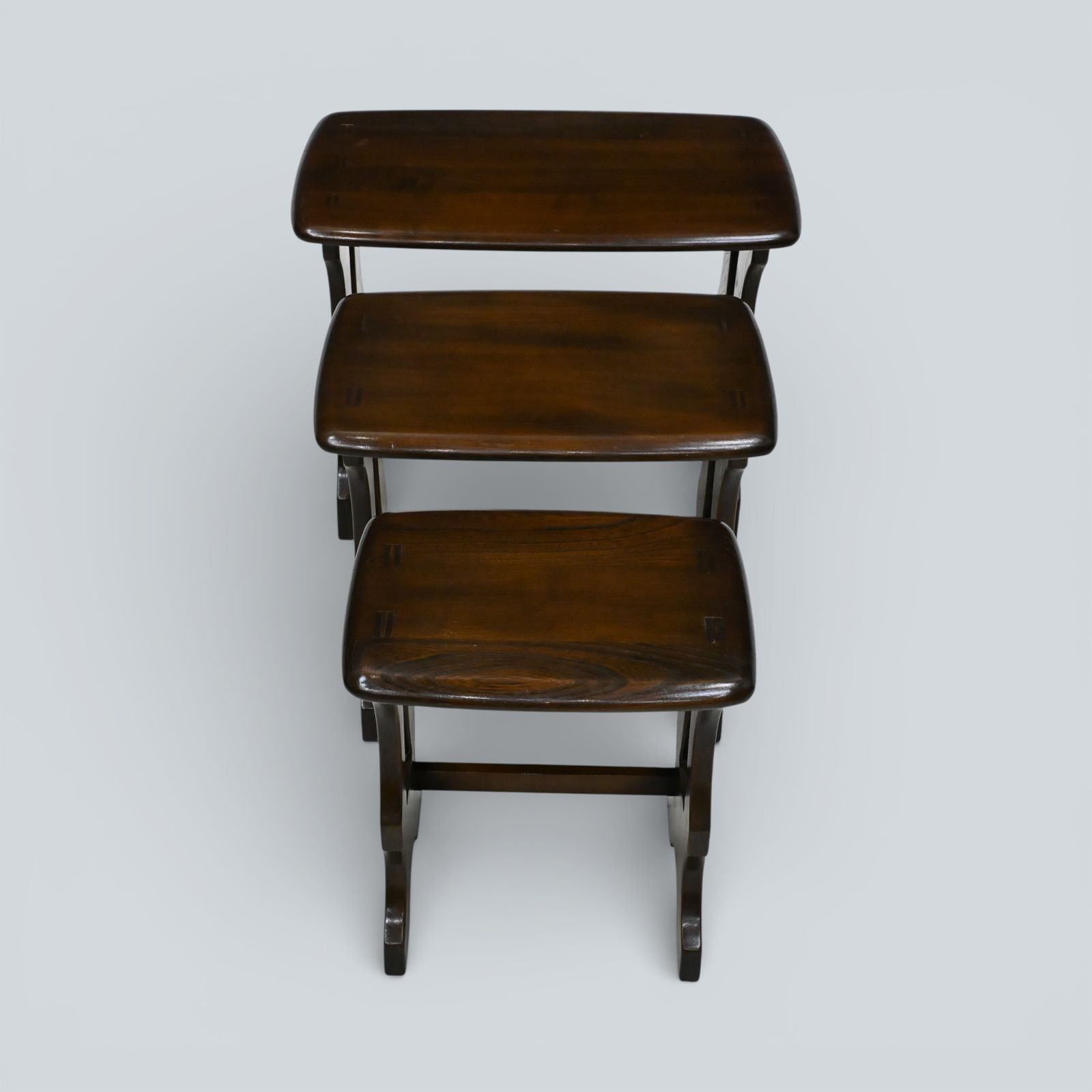 photo buy Ercol Nest Of 3 Tables Chantry Dark Finish 1970s Free Uk Delivery