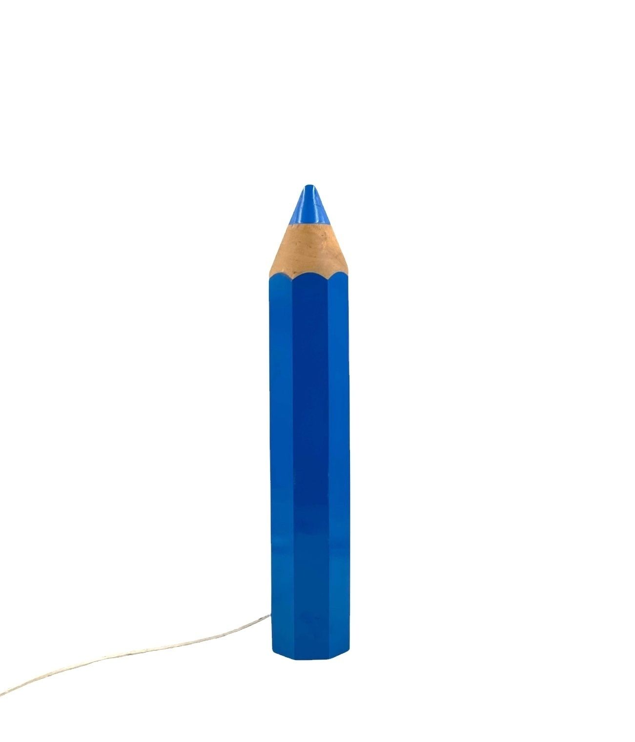 Michel Aroutcheff, Postmodern Blue Pencil Table Lamp, Ed. Vilac France 1980s photo vinterior