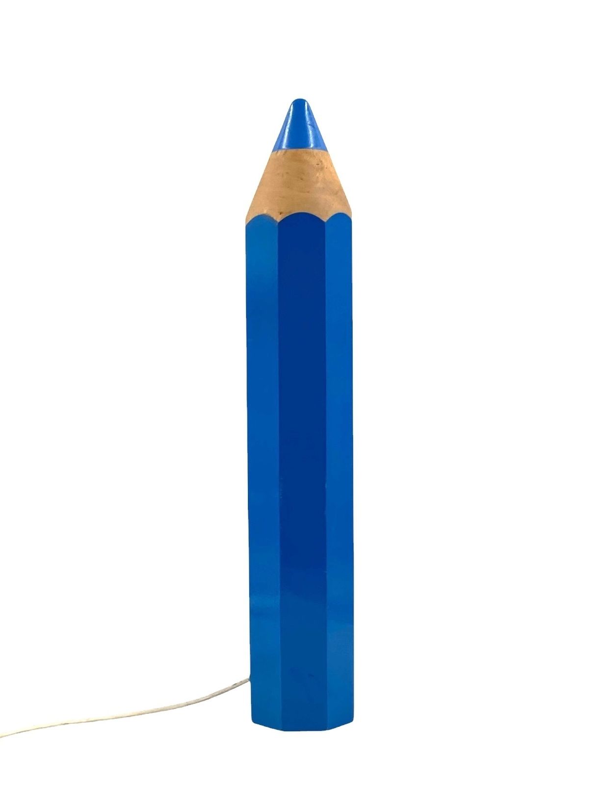 photo for sale Michel Aroutcheff, Postmodern Blue Pencil Table Lamp, Ed. Vilac France 1980s