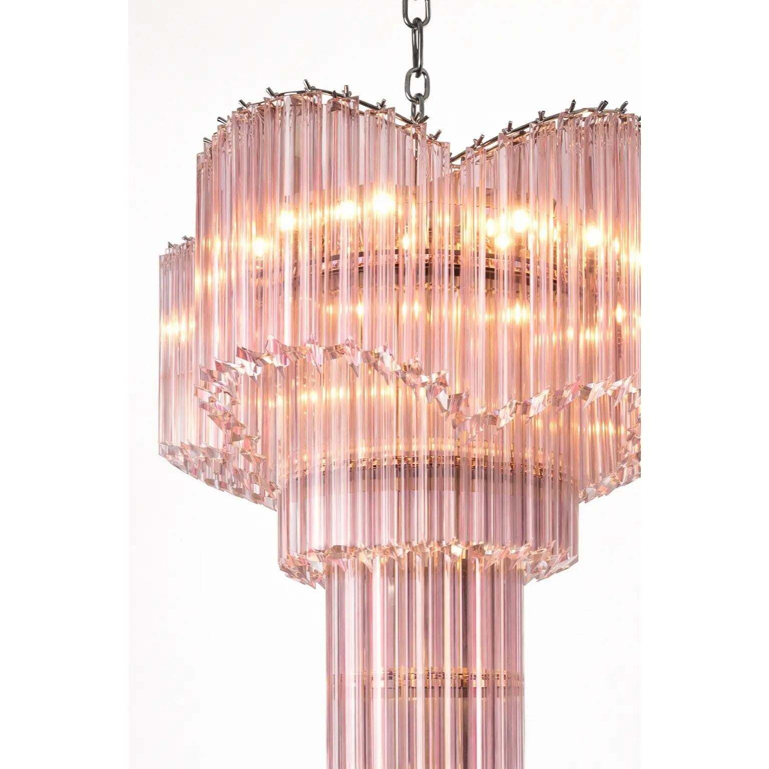 Mid Century Modern “Décò Inspired Italian Murano Glass Sputnik Chandelier – Pink ‘Quadriedro Spyral photo vinterior