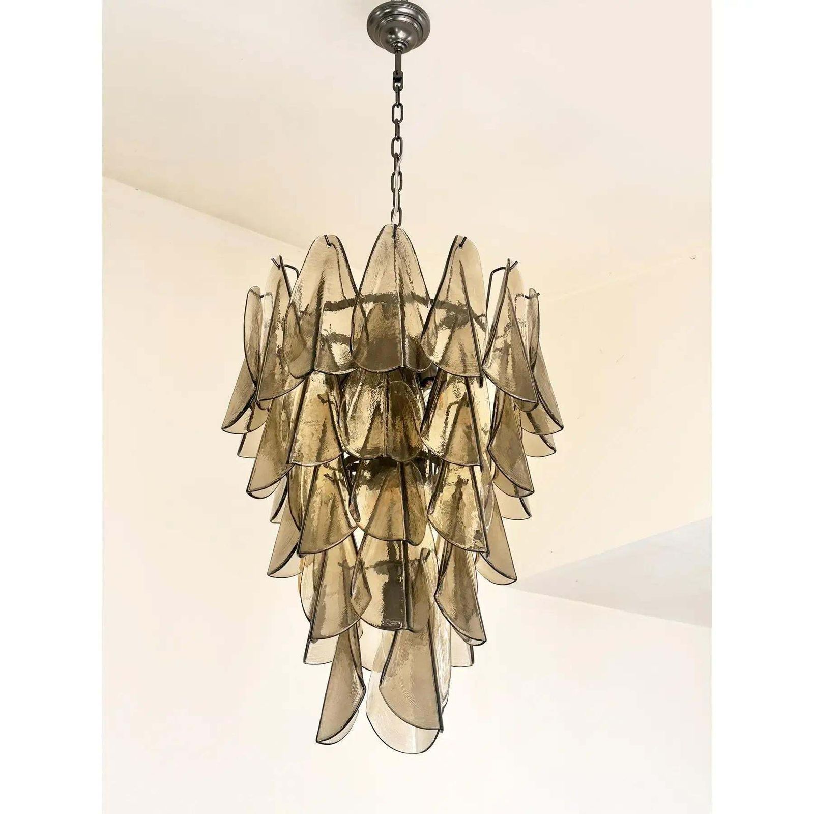Smoked Fumé Murano Glass “Rondini” Cascade Chandelier, Modern Venetian Design photo furniture