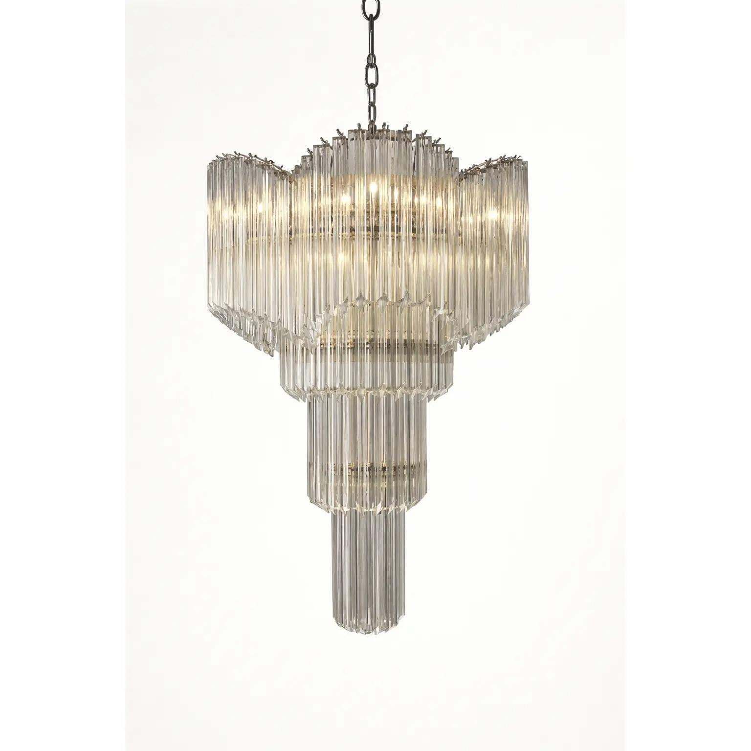 Mid Century Modern “Décò Inspired Murano Glass Sputnik Chandelier – Italian ‘Quadriedro Spyral’ Design photo Lighting