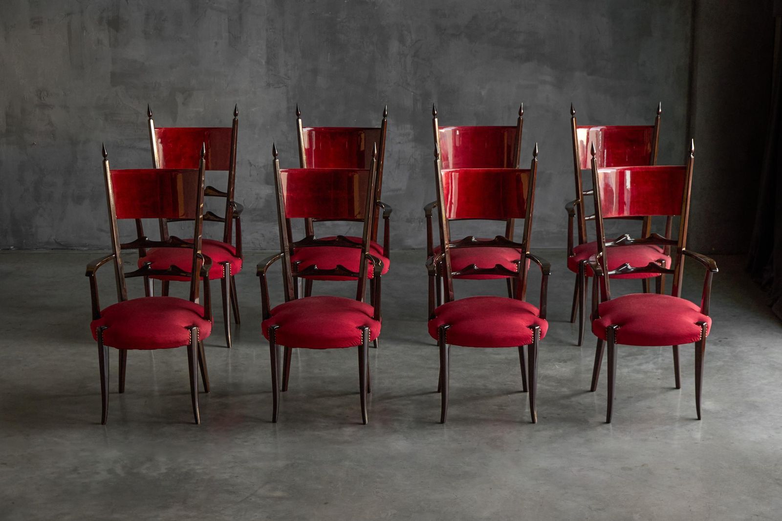 High Back Dining Chairs By Aldo Tura, Italy, 1962 photo for sale