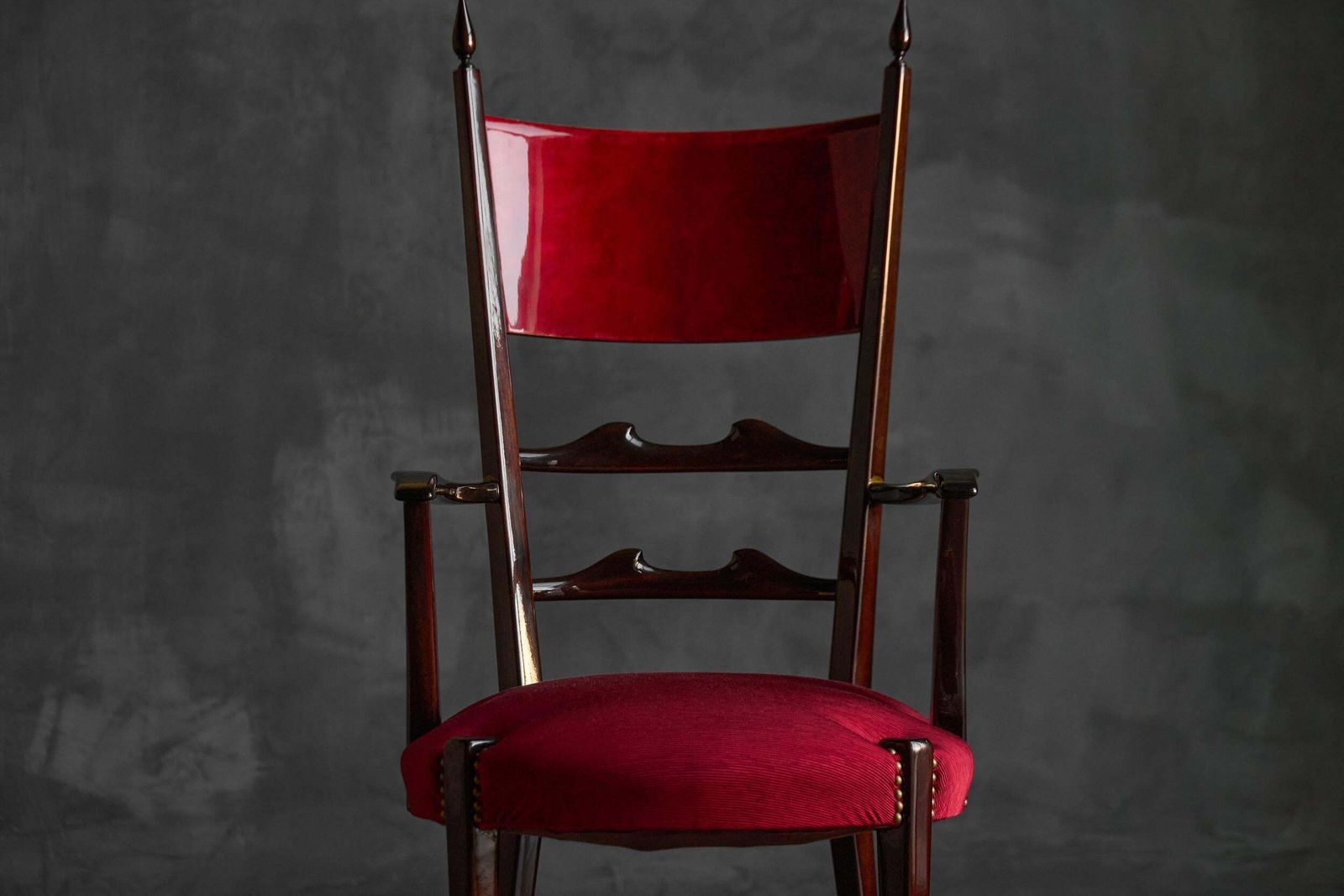photo vinterior High Back Dining Chairs By Aldo Tura, Italy, 1962