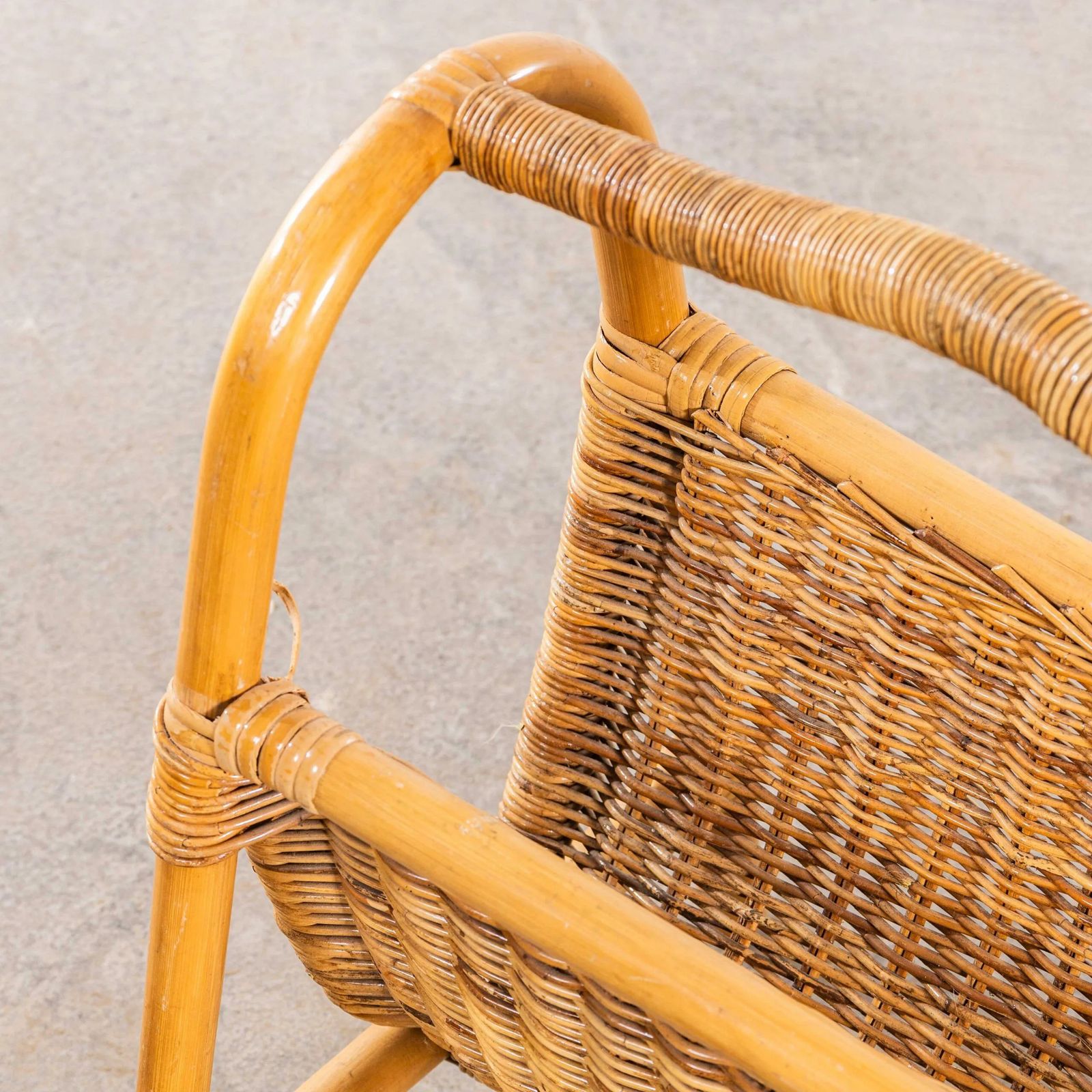 1960’s French Wicker Magazine Basket photo Home Decor