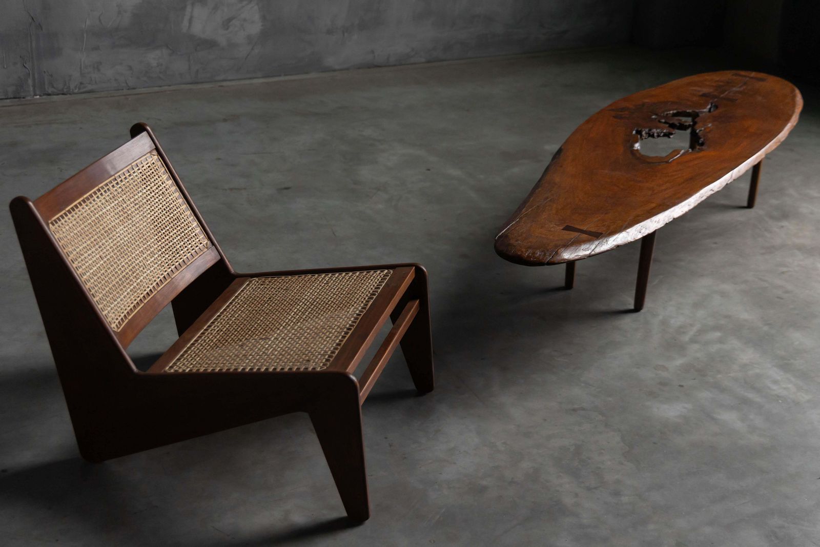 Organic Modern Coffee Table With Natural Void, France, Mid 20th Century photo vintage