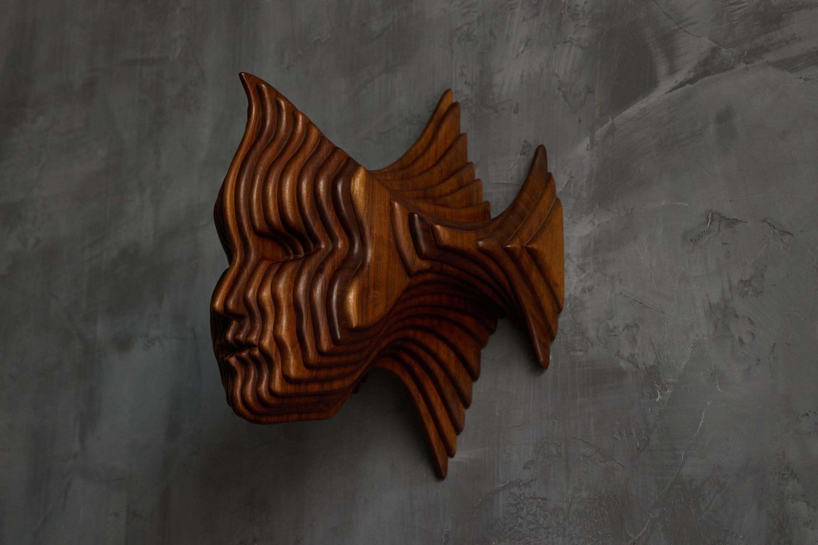 Sculptural Carved Wooden Mask Wall Panel, France, 1970s photo for sale