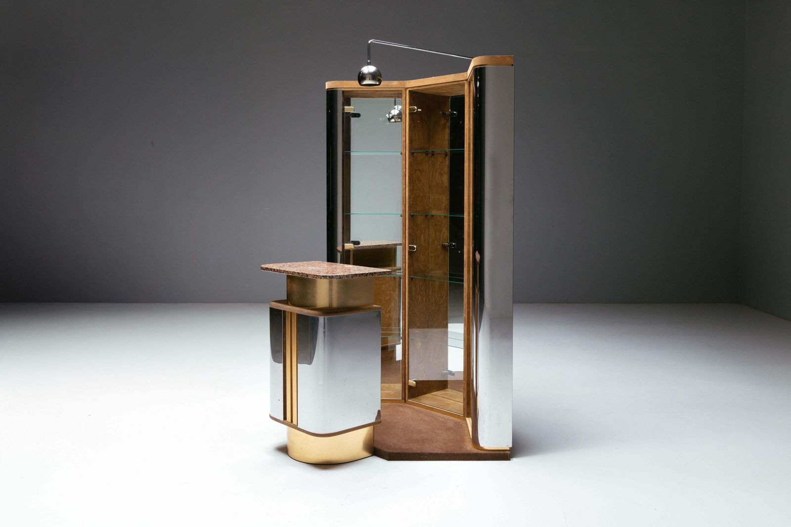 Bar Corner Cabinet By Willy Rizzo, Italy, 1970s photo for sale