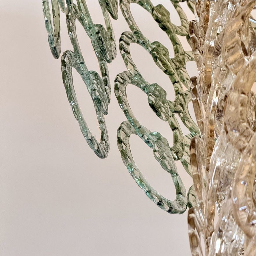 1990's Nickel And Multicolored Murano Glass Cascade Chandelier By Vistosi photo vintage