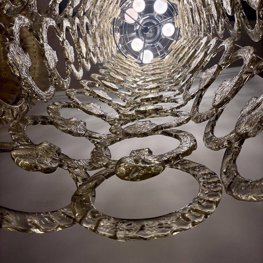 15000.0 1990's Nickel And Multicolored Murano Glass Cascade Chandelier By Vistosi photo