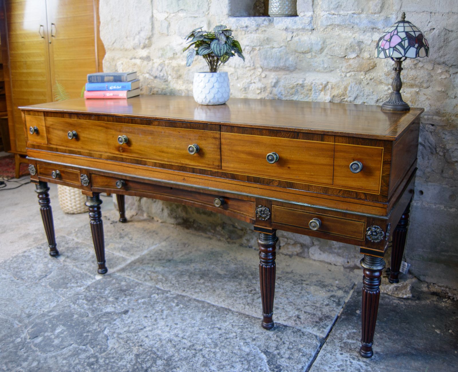 Regency Mahogany Sideboard   Converted Piano   Georgian   Reeded Legs