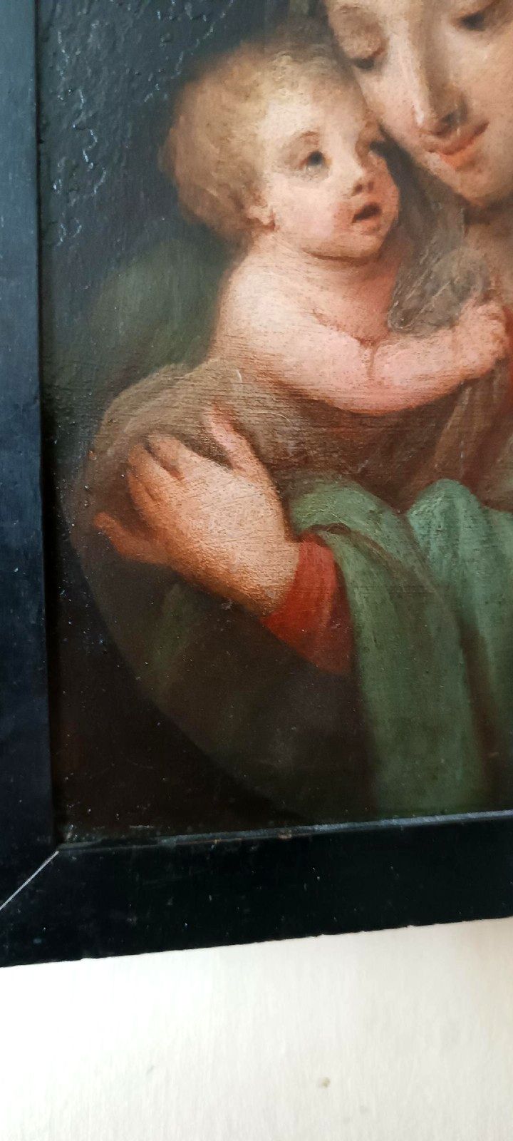 Antique Copper Painting Madonna With Child Italian School photo buy