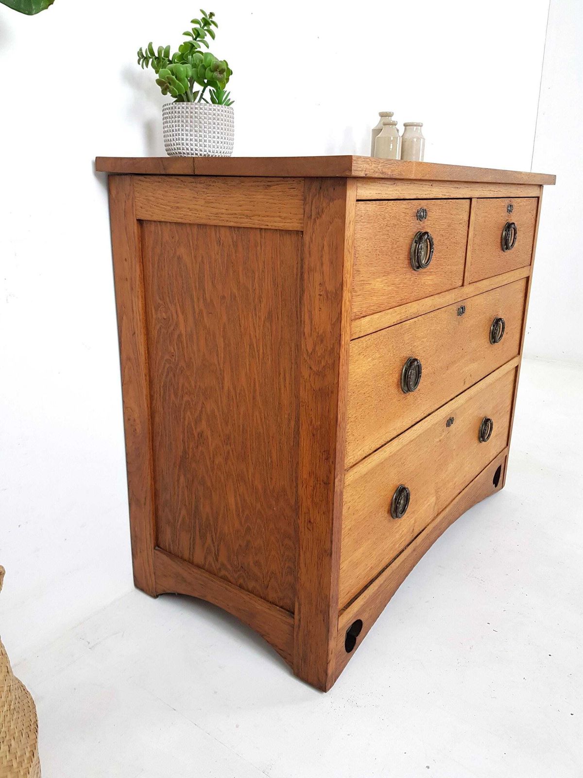Antique Solid Oak Chest Of Drawers photo for sale