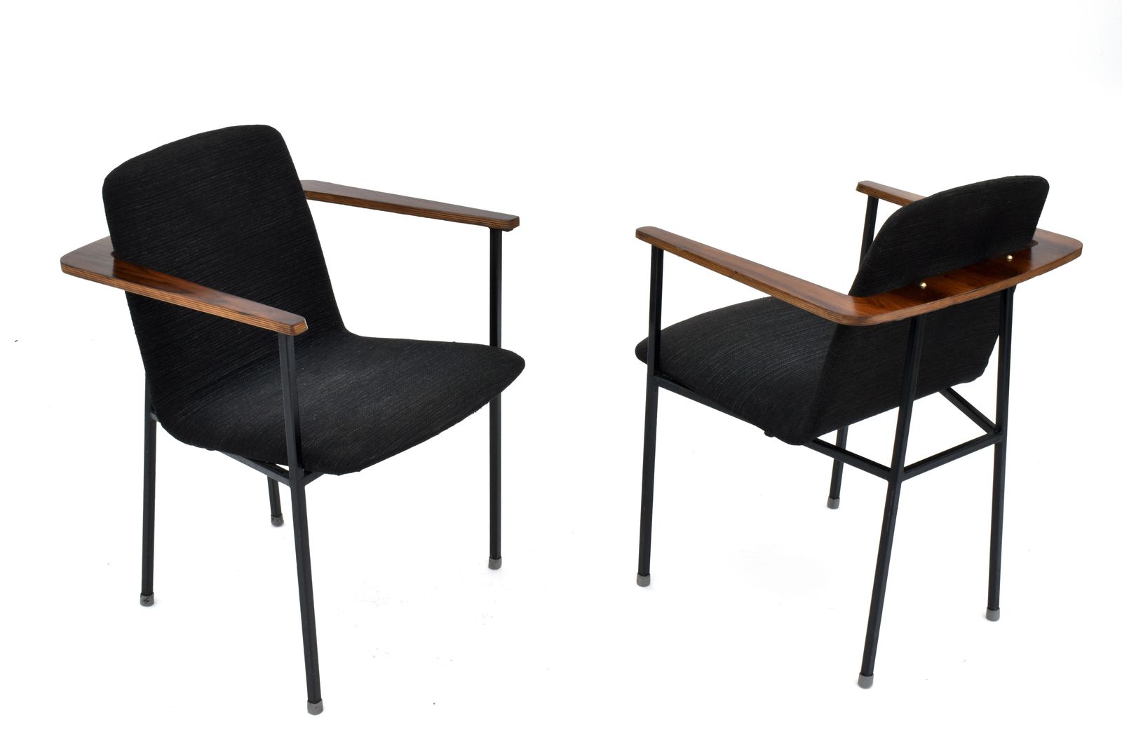 1960s Rosewood & Steel Side Chairs
