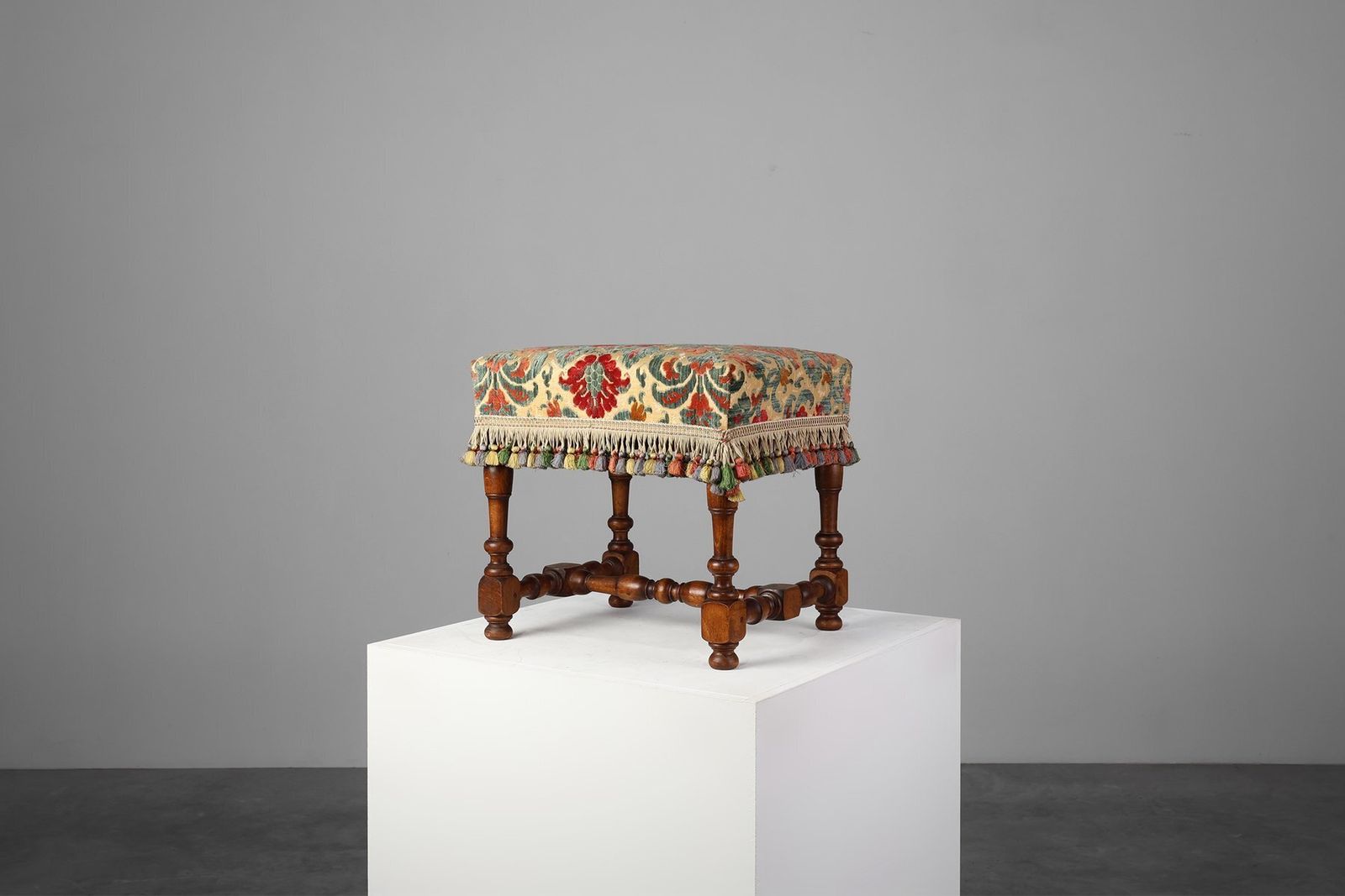 Antique Wood And Fabric Ottoman, France, 1890s photo Furniture