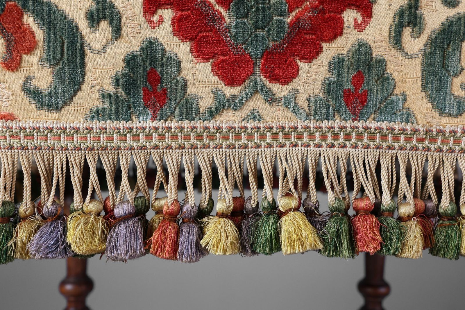 Antique Wood And Fabric Ottoman, France, 1890s photo buy