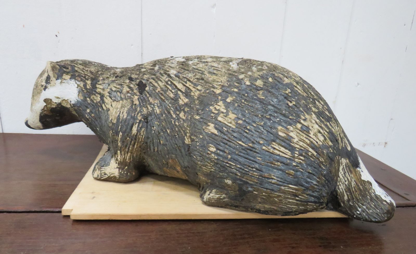 Vintage English Weathered Garden Badger Ornament photo vinterior