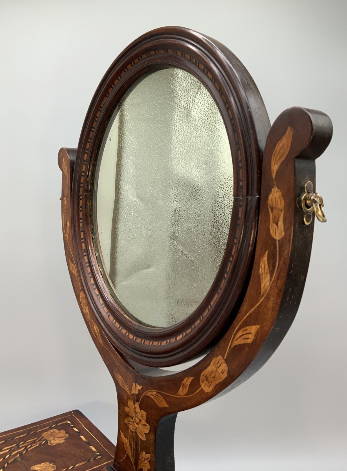 photo for sale Dutch Marquetry Dressing Table Mirror 19th Century Toilet Swing Mirror Beautiful