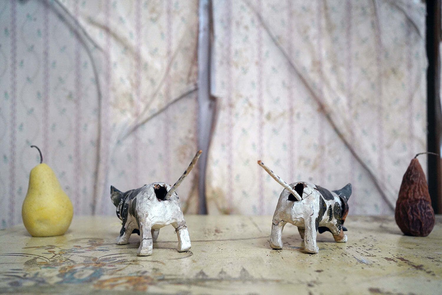 Art A Rare Pair Of 19thc Papier Mâché Nodding Cats & Mice C.1880 photo