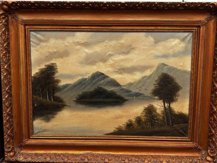 Pair Of Large Gilt Framed Signed Oil Paintings. photo 295.0